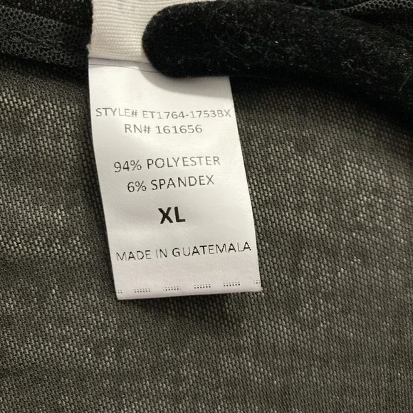 Sew in Love Black Mesh Upper Short Sleeve Floral Top w/Keyhole Neck - SZ XL - Picture 8 of 11